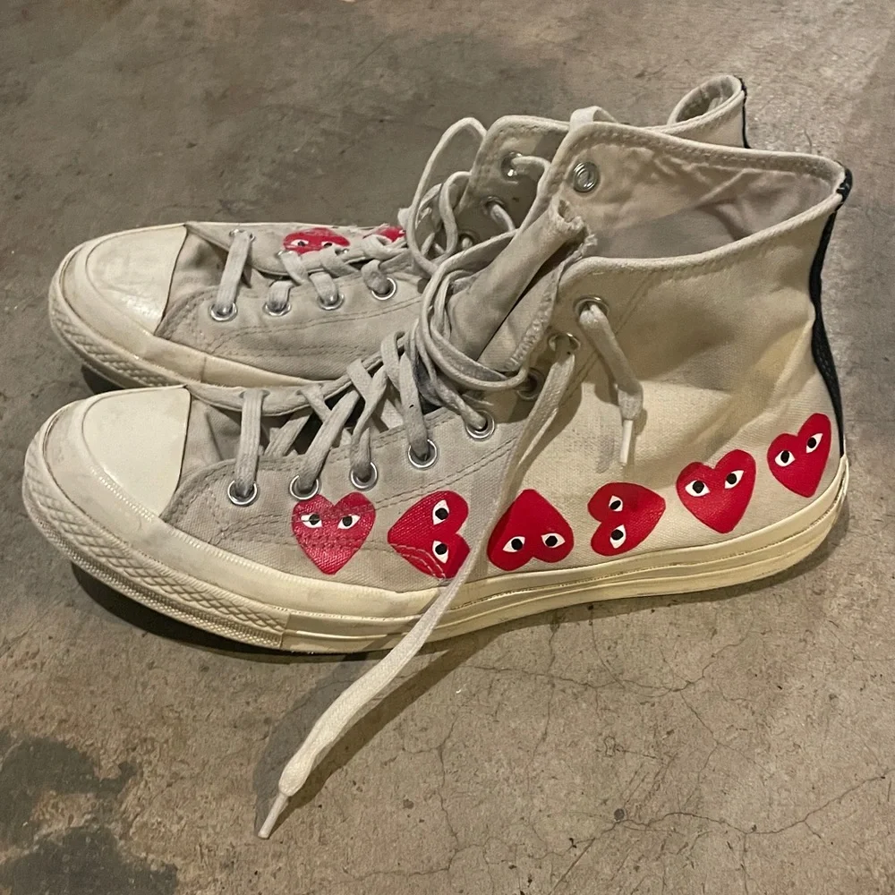 Converse Comme des Garçons men’s 11 hightop used Laceup red hearts ❤️ - Picture 2 of 9